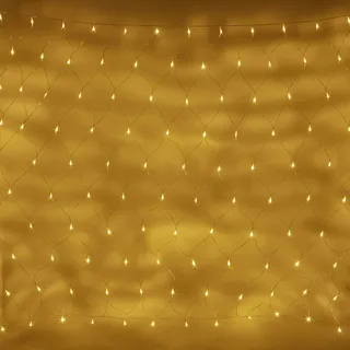 LIGHTS4FUN Lichtnet 140 LED Warm Wit 2x1,5m Transparante Kabel — miniatuur 1