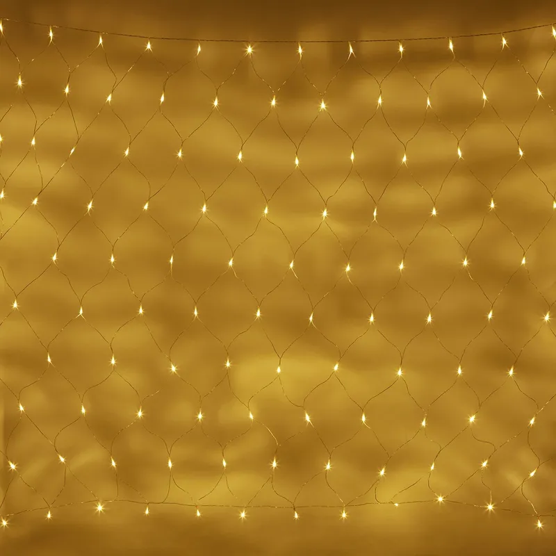 LIGHTS4FUN Lichtnet 140 LED Warm Wit 2x1,5m Transparante Kabel — foto 1
