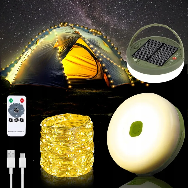 YIZHET Solar LED Lichtsnoer 10m Camping Waterdicht Tuin — foto 1
