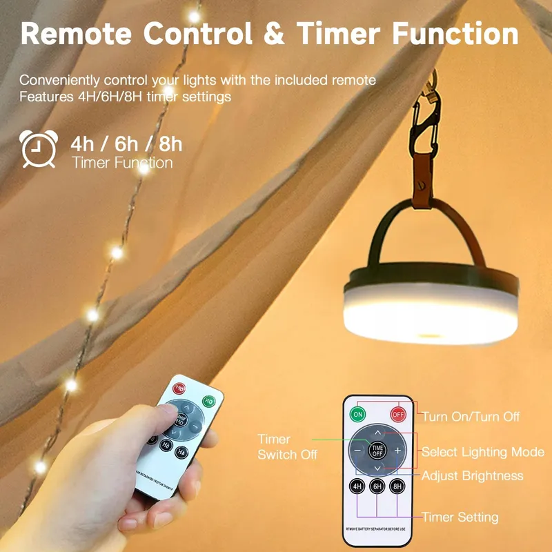 YIZHET Solar LED Lichtsnoer 10m Camping Waterdicht Tuin — foto 4