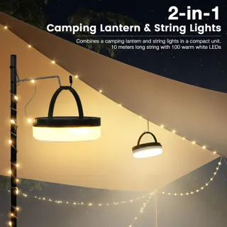 YIZHET Solar LED Lichtsnoer 10m Camping Waterdicht Tuin — miniatuur 2