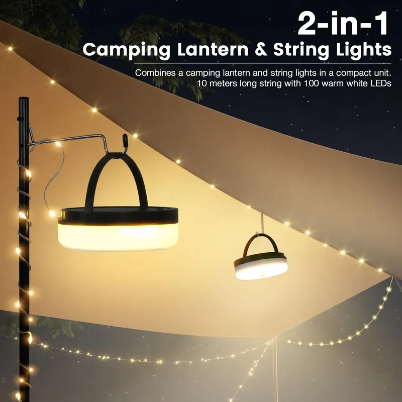 YIZHET Solar LED Lichtsnoer 10m Camping Waterdicht Tuin — foto 2