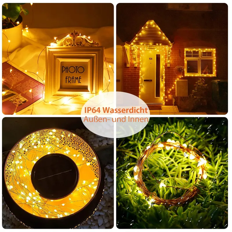 GCSTNN Solar Lichtsnoer 2x5M 50 LED IP65 Tuin Balkon — foto 2