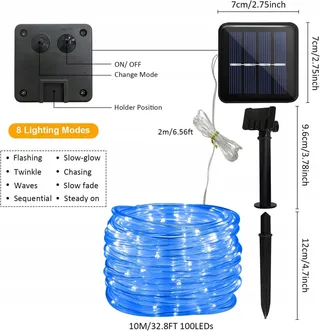 KOUSEE Solar LED Lamp Buiten IP65 12m 100 LED Tuinverlichting — miniatuur 8