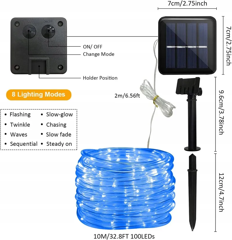 KOUSEE Solar LED Lamp Buiten IP65 12m 100 LED Tuinverlichting — foto 8