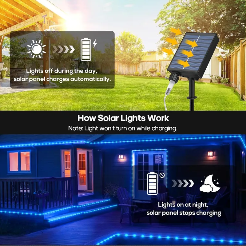 KOUSEE Solar LED Lamp Buiten IP65 12m 100 LED Tuinverlichting — foto 3