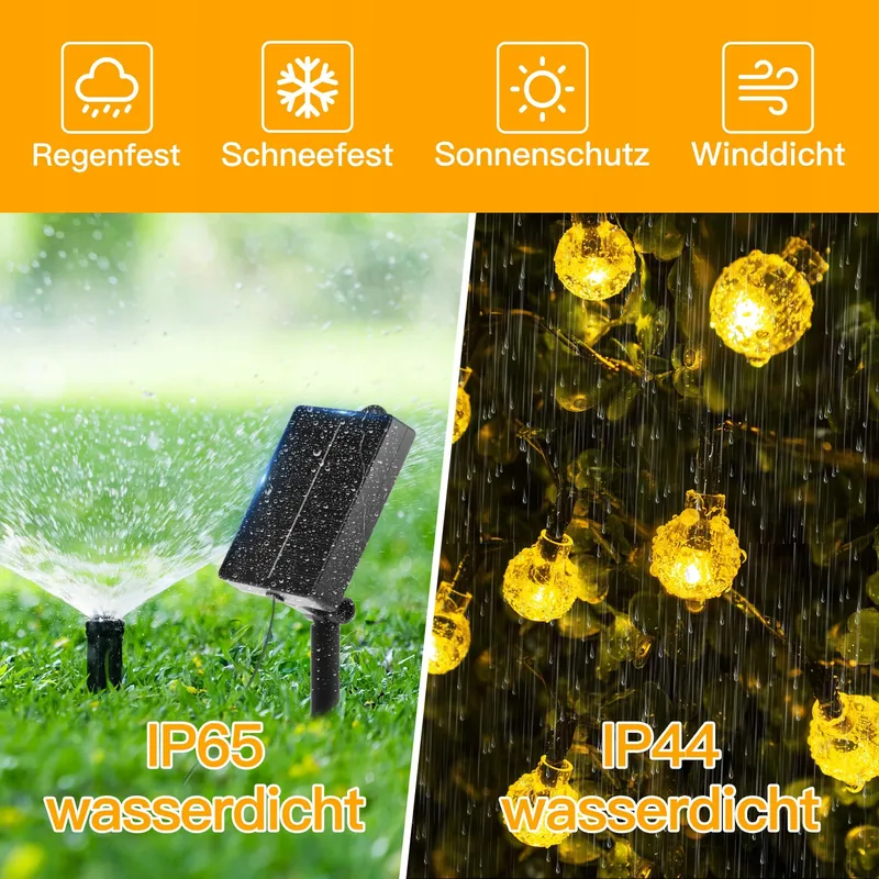 OLLNY Solar Lichtsnoer Buiten 5M 30 LED IP65 8 Modi — foto 4