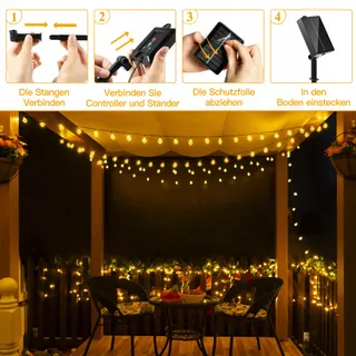 OLLNY Solar Lichtsnoer Buiten 5M 30 LED IP65 8 Modi — miniatuur 5