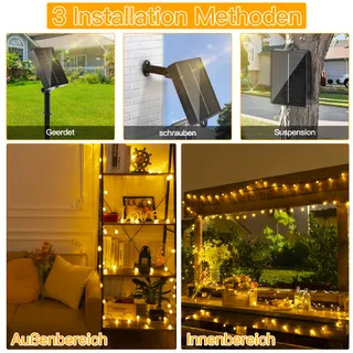 OLLNY Solar Lichtsnoer Buiten 5M 30 LED IP65 8 Modi — miniatuur 7