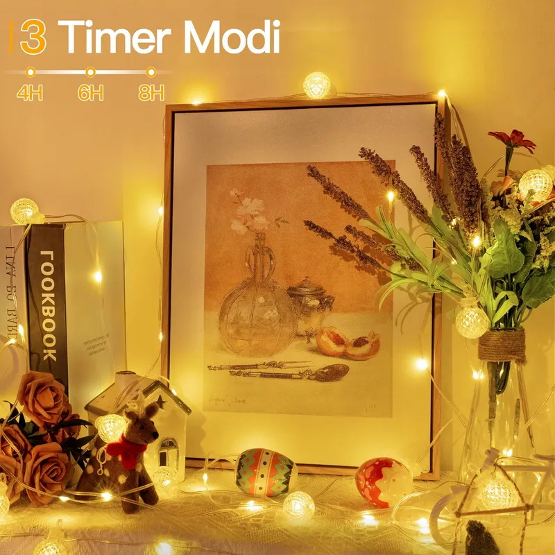 OLLNY LED Lichtsnoer Buiten 10M Afstandsbediening Timer 8 Modi Waterdicht — foto 5