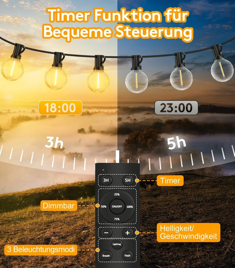 GARDENLIGHTS LED Tuinlichtsnoer 20M IP44 met Afstandsbediening — foto 4