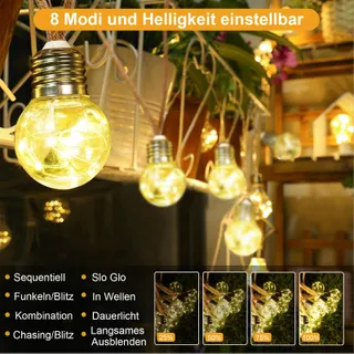 GOFFII Solar Lichtketting 20 Lampen G40 12,5M Tuin Balkon — miniatuur 3