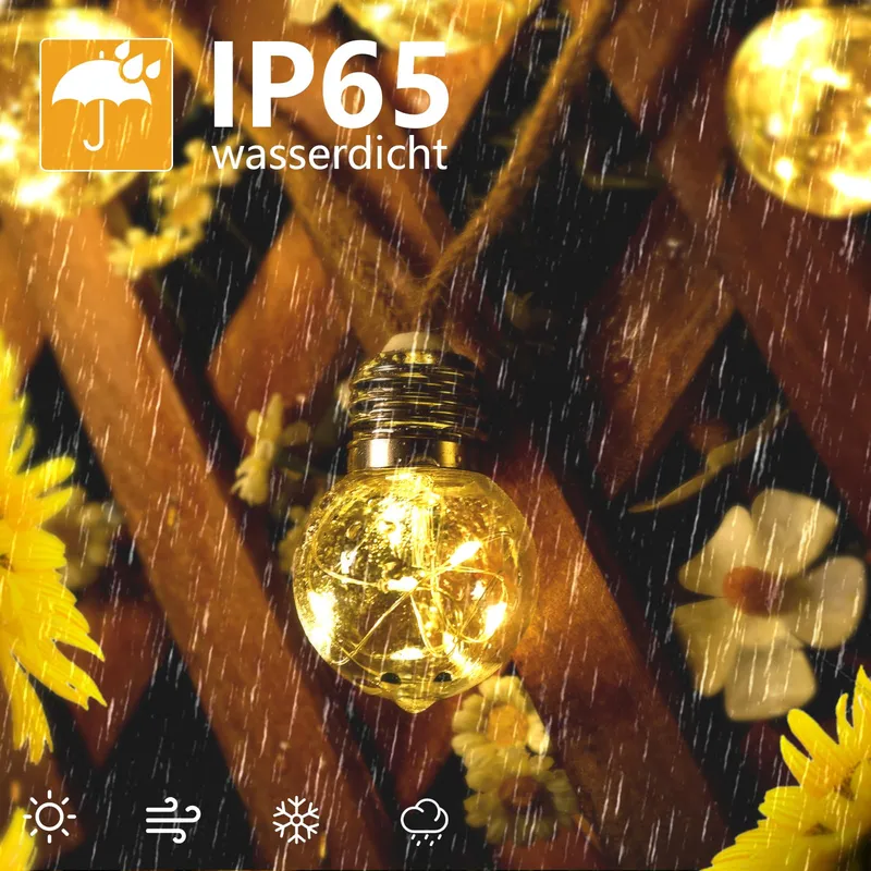 GOFFII Solar Lichtketting 20 Lampen G40 12,5M Tuin Balkon — foto 2