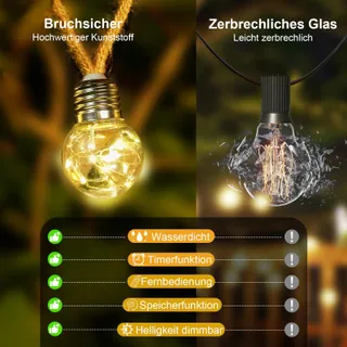 GOFFII Solar Lichtketting 20 Lampen G40 12,5M Tuin Balkon — miniatuur 4