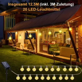 GOFFII Solar Lichtketting 20 Lampen G40 12,5M Tuin Balkon — miniatuur 5