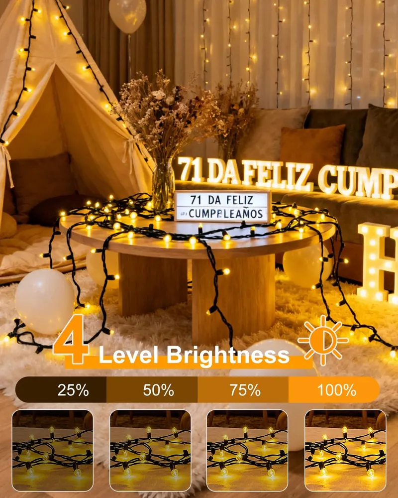 KINAMY Lichtsnoer Buiten 20M 200 LED Warmwit USB Oplaadbaar — foto 4