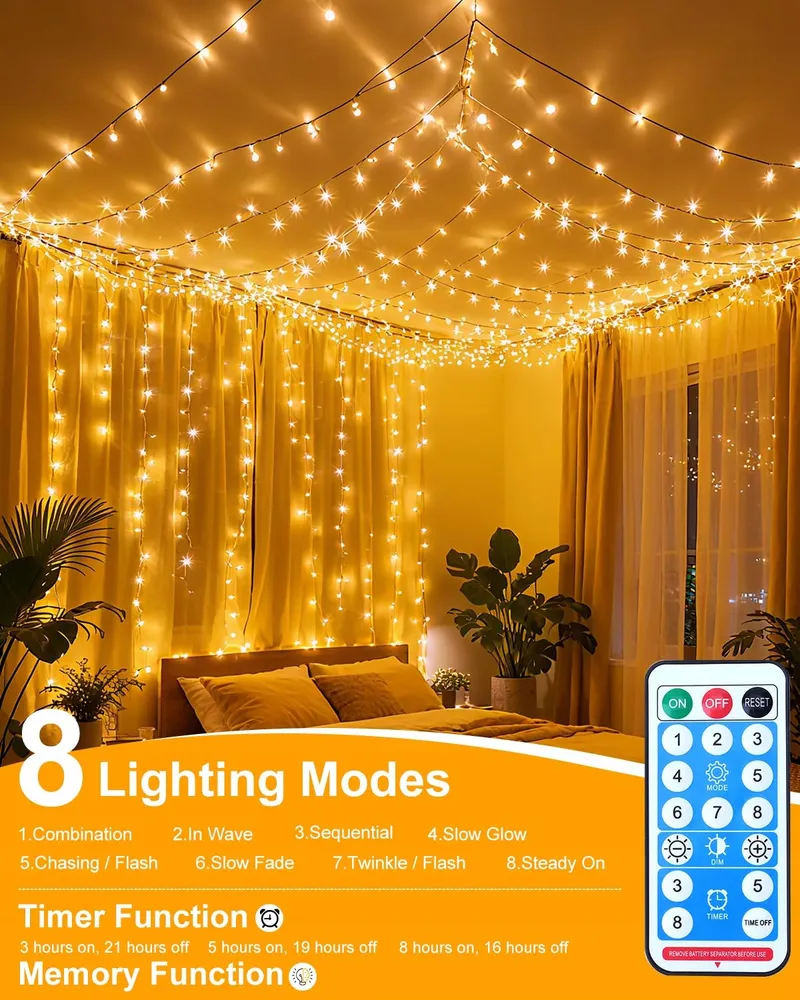 KINAMY Lichtsnoer Buiten 20M 200 LED Warmwit USB Oplaadbaar — foto 3