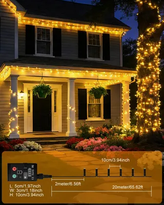 KINAMY Lichtsnoer Buiten 20M 200 LED Warmwit USB Oplaadbaar — miniatuur 6
