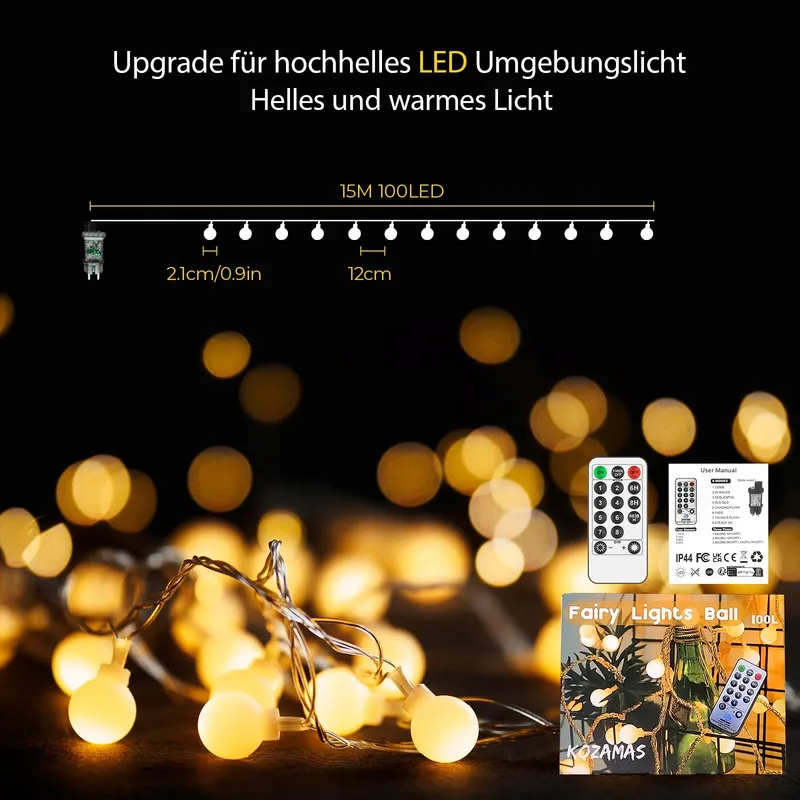 LED Lichtsnoer 15M 100 LED Binnen Buiten IP44 Waterdicht — foto 5