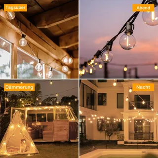OLLNY Solar Lichtsnoer 10M 17 LED Afstandsbediening IP65 Tuin Balkon — miniatuur 8