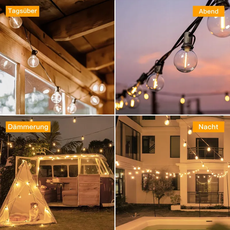 OLLNY Solar Lichtsnoer 10M 17 LED Afstandsbediening IP65 Tuin Balkon — foto 8
