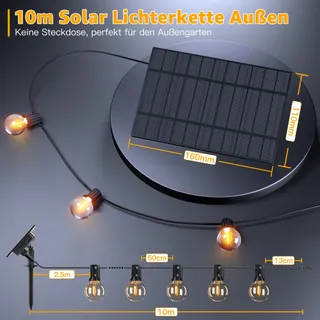 OLLNY Solar Lichtsnoer 10M 17 LED Afstandsbediening IP65 Tuin Balkon — miniatuur 4