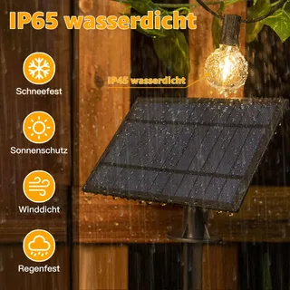 OLLNY Solar Lichtsnoer 10M 17 LED Afstandsbediening IP65 Tuin Balkon — miniatuur 3
