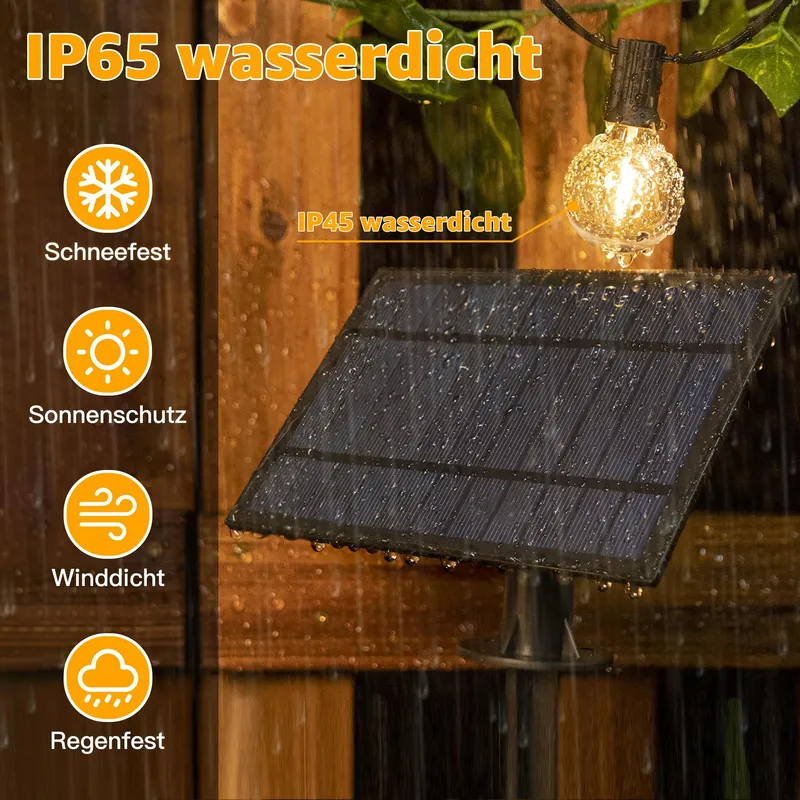 OLLNY Solar Lichtsnoer 10M 17 LED Afstandsbediening IP65 Tuin Balkon — foto 3