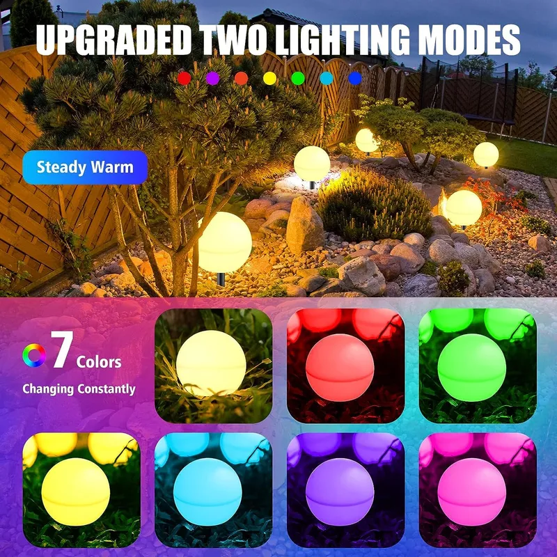Solar Tuinlampen 6 Stuks Bollen Kleurveranderend Waterdicht — foto 2