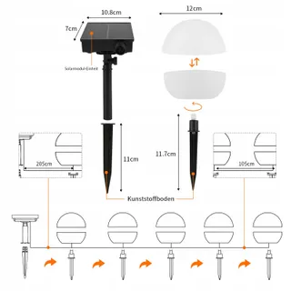 Solar Tuinlampen 6 Stuks Bollen Kleurveranderend Waterdicht — miniatuur 3