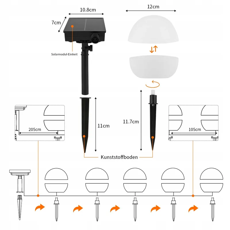 Solar Tuinlampen 6 Stuks Bollen Kleurveranderend Waterdicht — foto 3