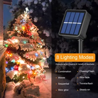 JSDOIN Solar Lichtketting 75M 50 LED Waterdicht 8 Modi — miniatuur 5
