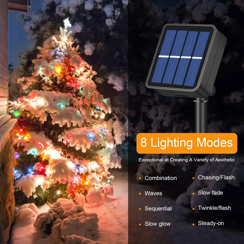 JSDOIN Solar Lichtketting 75M 50 LED Waterdicht 8 Modi — foto 5