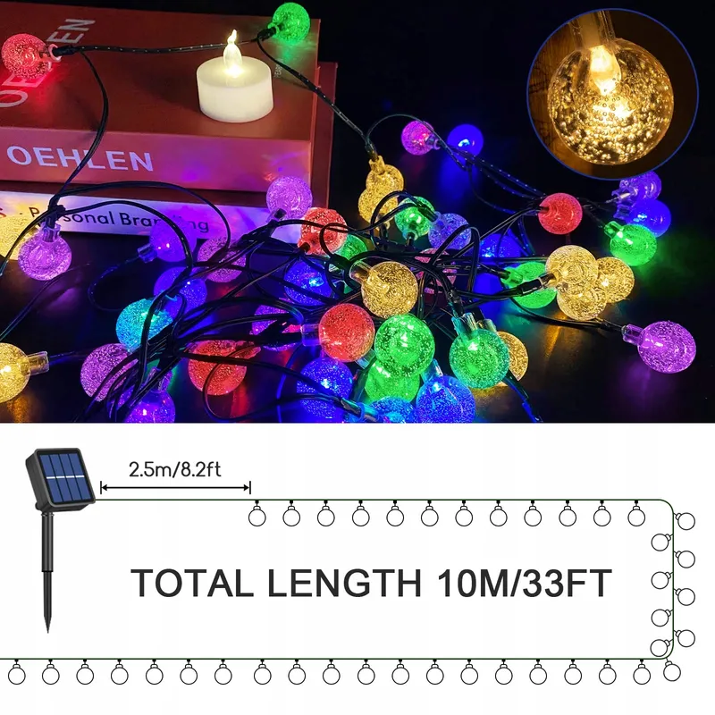 JSDOIN Solar Lichtketting 75M 50 LED Waterdicht 8 Modi — foto 2