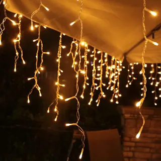 INTERGO LED Lichtgordijn 5m 200 LED Timer IP44 Waterdicht 8 Standen — miniatuur 1