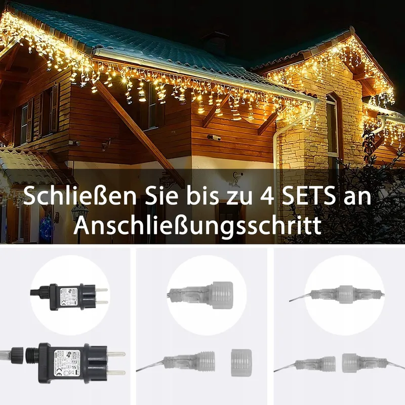 INTERGO LED Lichtgordijn 5m 200 LED Timer IP44 Waterdicht 8 Standen — foto 6