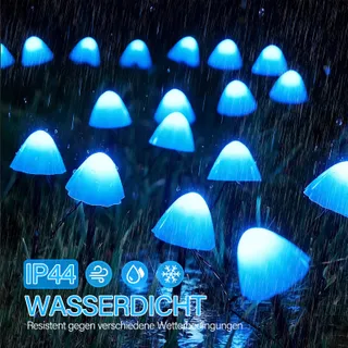 TOTHDATE Mini Solar Paddenstoellampen Blauw 5M 20 LED IP44 Tuin — miniatuur 4