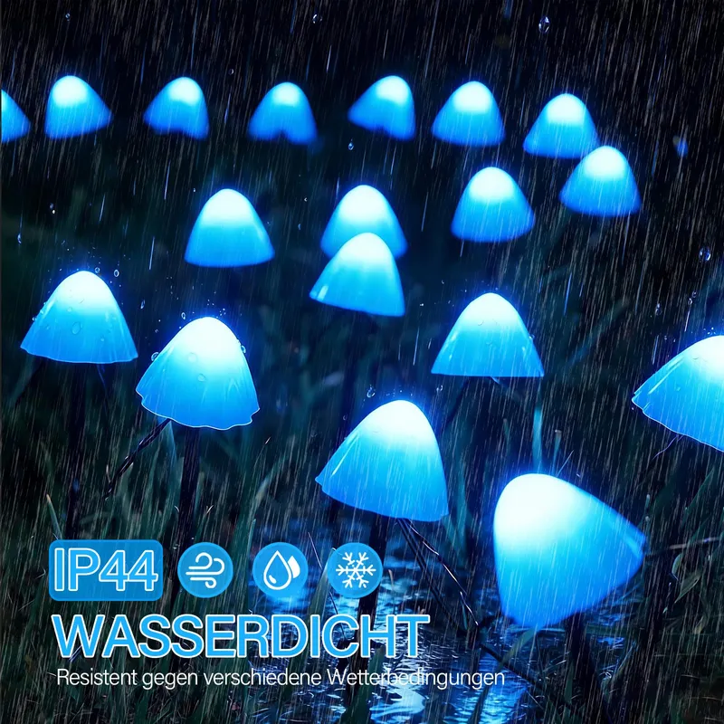 TOTHDATE Mini Solar Paddenstoellampen Blauw 5M 20 LED IP44 Tuin — foto 4