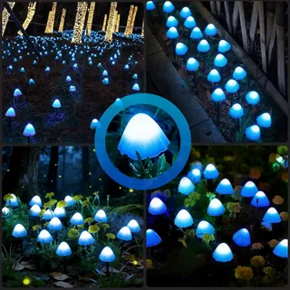 TOTHDATE Mini Solar Paddenstoellampen Blauw 5M 20 LED IP44 Tuin — miniatuur 5