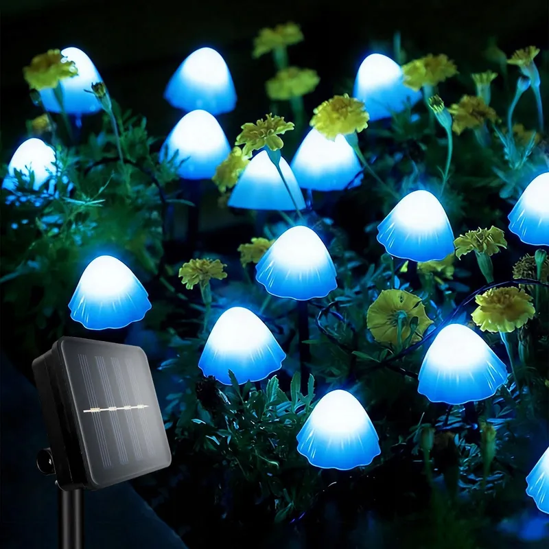 TOTHDATE Mini Solar Paddenstoellampen Blauw 5M 20 LED IP44 Tuin — foto 1