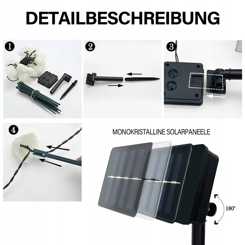 TOTHDATE Mini Solar Paddenstoellampen Blauw 5M 20 LED IP44 Tuin — foto 6