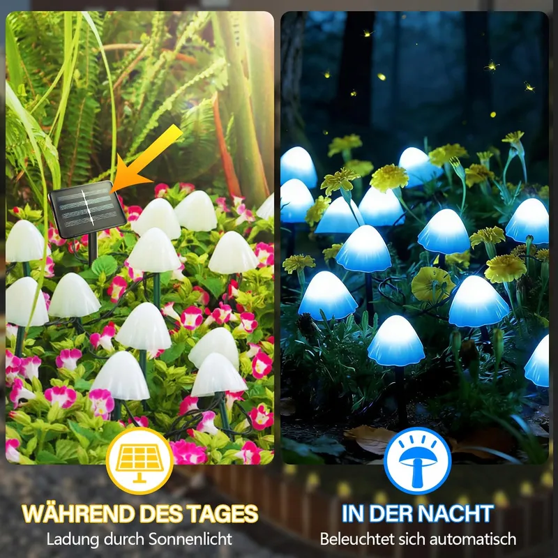 TOTHDATE Mini Solar Paddenstoellampen Blauw 5M 20 LED IP44 Tuin — foto 2