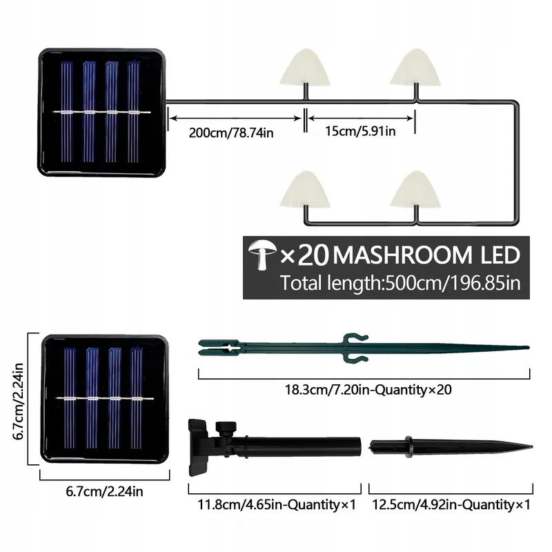 TOTHDATE Mini Solar Paddenstoellampen Blauw 5M 20 LED IP44 Tuin — foto 7
