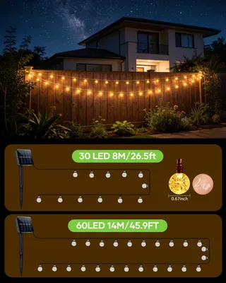 SURIGHT Solar Lichtketting Buiten 8M 30 LED 8 Standen IP65 — miniatuur 2