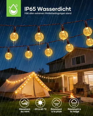 SURIGHT Solar Lichtketting Buiten 8M 30 LED 8 Standen IP65 — miniatuur 5