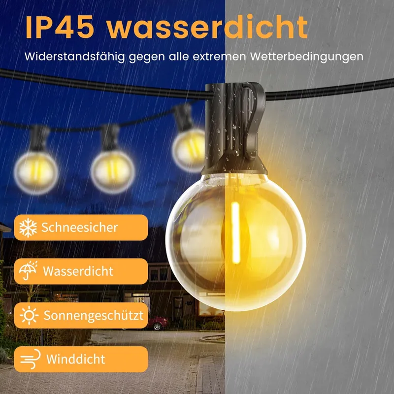 POGESTRAND LED Lichtsnoer Buiten 15M 25 Lampen Onbreekbaar — foto 5