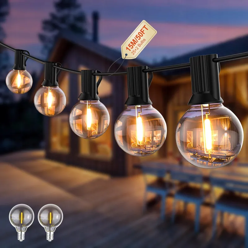 POGESTRAND LED Lichtsnoer Buiten 15M 25 Lampen Onbreekbaar — foto 1