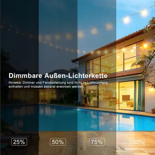POGESTRAND LED Lichtsnoer Buiten 15M 25 Lampen Onbreekbaar — miniatuur 7