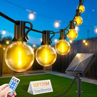 FGRYB Solar Lichtketting Buiten 15M 20+1 G40 met Afstandsbediening — miniatuur 1