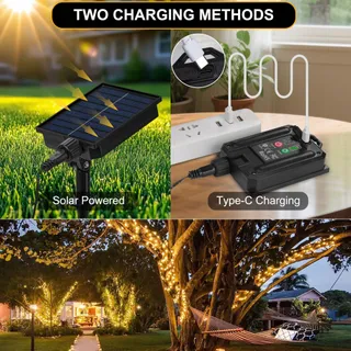TACOBEY Solar Lichtsnoer 20M 200 LED USB Buitenverlichting — miniatuur 2